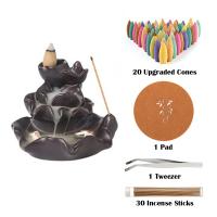 Backflow Incense Burner, Porcelain, plated, for home and office & durable, 104x88x83mm, Sold By PC