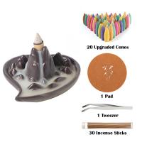 Backflow Incense Burner, Porcelain, plated, for home and office & durable, 117x60x107mm, Sold By PC