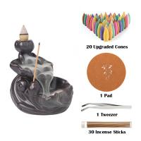 Backflow Incense Burner, Porcelain, plated, for home and office & durable, 87x105x103mm, Sold By PC
