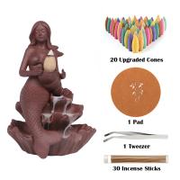 Backflow Incense Burner, Purple Clay, plated, for home and office & durable, 107x155x94mm, Sold By PC