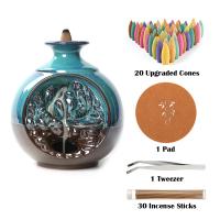 Backflow Incense Burner, Porcelain, plated, for home and office & durable, 135x147x116mm, Sold By PC
