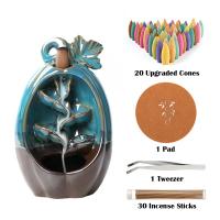 Backflow Incense Burner, Porcelain, plated, for home and office & durable, 104x175x106mm, Sold By PC