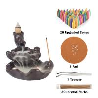 Backflow Incense Burner, Porcelain, plated, for home and office & durable, 98x90x93mm, Sold By PC