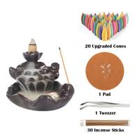 Backflow Incense Burner, Porcelain, plated, for home and office & durable, 96x74x90mm, Sold By PC