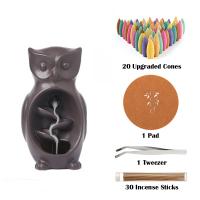Backflow Incense Burner, Porcelain, Owl, plated, for home and office & durable, more colors for choice, 102x175x92mm, Sold By PC
