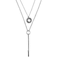 Серебряное ожерелье, 925 пробы, с 1.97inch наполнитель цепи, Двойной слой & перекрестная цепь & Женский, не содержит никель, свинец, длина:15.75 дюймовый, продается PC