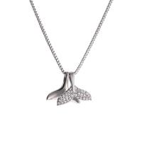 Titanium Steel Necklace Dolphin high quality silver color plated for woman & with rhinestone 17mm Length 16.93 Inch Sold By PC