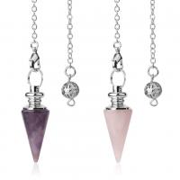 Tibetan Style Pendulum, with Gemstone, Conical, platinum color plated, different materials for choice & Unisex, more colors for choice, nickel, lead & cadmium free, 36x14x14mm, Length:7.09 Inch, Sold By PC