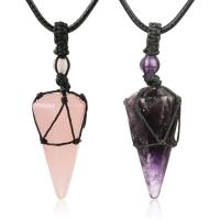 Natural Gemstone Necklace with Wax Cord Conical & for woman Length 17.72 Inch Sold By PC
