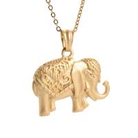Stainless Steel Jewelry Necklace, 304 Stainless Steel, Elephant, sand blast & fashion jewelry & for woman, golden, 33x30mm, Length:17.72 Inch, Sold By PC