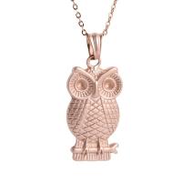 Stainless Steel Jewelry Necklace 304 Stainless Steel Owl fashion jewelry & for woman rose gold color Length 17.72 Inch Sold By PC