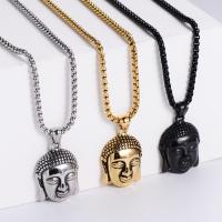 Stainless Steel Jewelry Necklace 304 Stainless Steel Buddha fashion jewelry & for man Length 23.62 Inch Sold By PC
