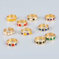Tibetan Style Cuff Finger Ring, fashion jewelry & with star pattern & for woman & enamel, more colors for choice, Sold By PC