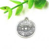 Tibetan Style Pendants, plated, with eye pattern & DIY, silver color, 17.50x2mm, Sold By PC