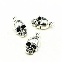 Tibetan Style Skull Pendants, plated, DIY & Halloween Jewelry Gift, silver color, 20x11.50mm, Hole:Approx 2.2mm, Sold By PC