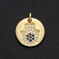 Cubic Zirconia Micro Pave Brass Pendant, Hand, plated, DIY & micro pave cubic zirconia, mixed colors, 11x11mm, Sold By PC