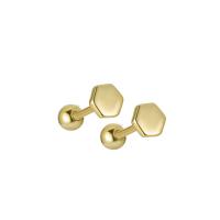 925 Sterling Silver Stud Earrings Hexagon plated fashion jewelry & for woman 3mm Sold By Pair