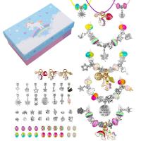 Children DIY String Beads Set Zinc Alloy with Lampwork plated Girl Length Approx 17.7 Inch Sold By Set