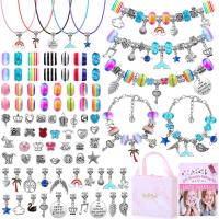 Children DIY String Beads Set, Tibetan Style, with Lampwork, plated, Girl & European style, 140x120x50mm, Sold By Set