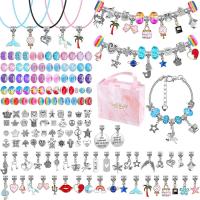 Children DIY String Beads Set, Tibetan Style, with Lampwork, plated, Girl & European style, 140x120x50mm, Sold By Set