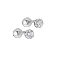 925 Sterling Silver Stud Earrings, Round, plated, for woman & with rhinestone, more colors for choice, 3.8mm, 2.5mm, 4mmm, Sold By Pair