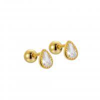 Boucle d'oreille bijoux en argent sterling, Argent sterling 925, larme, Placage, pour femme & avec strass, plus de couleurs à choisir, 4x5.9mm, 4mm, Vendu par paire