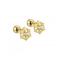 925 Sterling Silver Stud Earrings Snowflake plated for woman & with rhinestone 4mm Sold By Pair
