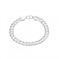 925 Sterling Silver Bangle Bracelet Unisex & curb chain silver color Sold By PC