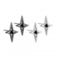 925 Sterling Silver Stud Earrings Geometrical Pattern plated for woman & with rhinestone & hollow 2.5mm Sold By Pair