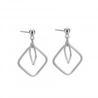925 Sterling Silver Drop &  Dangle Earrings, Geometrical Pattern, platinum plated, for woman & hollow, 15x22.5mm, 12.7mm, 11.3mm, 3mm, Sold By Pair