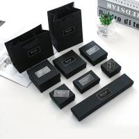 Κοσμήματα Gift Box, Χαρτί, Εκτύπωση, διαφορετικό μέγεθος για την επιλογή & διαφορετικά στυλ για την επιλογή, μαύρος, 10PCs/Παρτίδα, Sold Με Παρτίδα