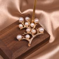 Freshwater Pearl Brooch, with Brass, Branch, for woman, 40mm, Sold By PC