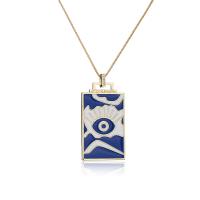 Cubic Zircon Micro Pave Brass Necklace with 1.96 inch extender chain Rectangle 18K gold plated & evil eye pattern & micro pave cubic zirconia & for woman & enamel Length Approx 15.74 Inch Sold By PC