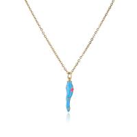 Brass Necklace with 1.96 inch extender chain 18K gold plated for woman & enamel Length Approx 15.74 Inch Sold By PC