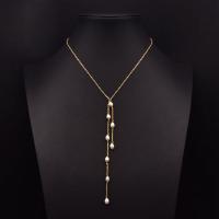 Freshwater Pearl Brass Chain Necklace, cobre, with Pérolas de água doce, with 1.96 inch extender chain, 18K banhado a ouro, para mulher, comprimento Aprox 16.5 inchaltura, vendido por PC