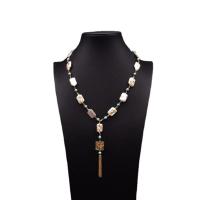 Freshwater Pearl Mässing Chain Necklace, med Freshwater Pearl, 18K guldpläterad, för kvinna, Längd Ca 19.68 inch, Säljs av PC