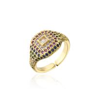 Cubique anneau en laiton Circonia Micro Pave, Placage de couleur d'or, pavé de micro zircon & pour femme, plus de couleurs à choisir, 18mm, Vendu par PC