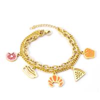 Stainless Steel Jewelry Bracelet with 1.18inch extender chain gold color plated for woman Length 6.69 Inch Sold By PC
