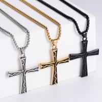 Stainless Steel Jewelry Necklace, 304 Stainless Steel, Cross, fashion jewelry & for man, more colors for choice, 52x42mm, Length:23.62 Inch, Sold By PC