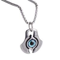 316 Stainless Steel Necklace with Acrylic Evil Eye fashion jewelry & for man original color Length 23.62 Inch Sold By PC