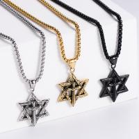 Stainless Steel Jewelry Necklace, 304 Stainless Steel, Hexagram, fashion jewelry & for man, more colors for choice, 34x29mm, Length:23.62 Inch, Sold By PC