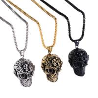 Stainless Steel Jewelry Necklace, 304 Stainless Steel, Skull, plated, fashion jewelry & for man, more colors for choice, 38x31mm, Length:23.62 Inch, Sold By PC