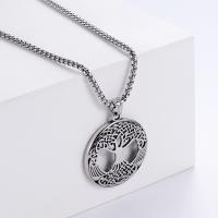 Stainless Steel Jewelry Necklace 304 Stainless Steel Round fashion jewelry & tree of life design & for man original color Length 23.62 Inch Sold By PC