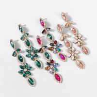 Rhinestone náušnice, Zinek, módní šperky & pro ženy & s drahokamu, více barev na výběr, Otvor:Cca 2.5mm, Prodáno By Pair