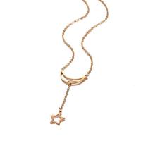 Edelstahl Schmuck Halskette, Mond und Sterne, plattiert, Modeschmuck & hohl, keine, frei von Nickel, Blei & Kadmium, 450mm, verkauft von PC