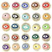 Cubic Zirconia Micro Pave Brass Beads, plated, fashion jewelry & evil eye pattern & micro pave cubic zirconia, more colors for choice, nickel, lead & cadmium free, 10mm, Sold By PC