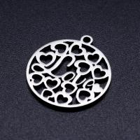 Stainless Steel Pendants, Heart, plated, DIY, silver color, 22x20mm, 10PCs/Bag, Sold By Bag