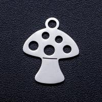 Stainless Steel Pendants mushroom plated DIY silver color Sold By Bag