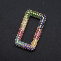 Zircon cubique Micro Pave pendentif en argent sterling, laiton, cadre, Placage, DIY & pavé de micro zircon, couleurs mélangées, 17x31mm, Vendu par PC
