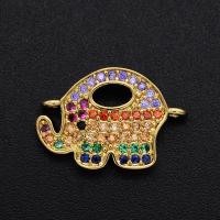 Cubic Zirconia Micro Pave Brass Connector, Elephant, plated, DIY & micro pave cubic zirconia, mixed colors, 12x18mm, Sold By PC